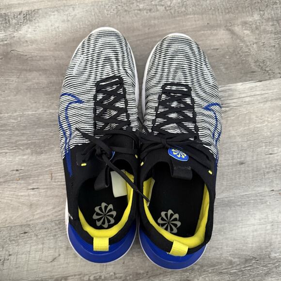 NIKE FREE RN Flyknit Next Nature Mens Size 15 Black White Blue Running Shoes - Picture 2 of 8